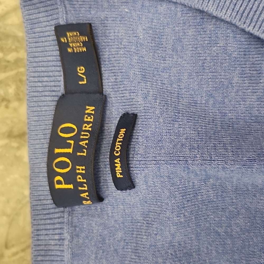 Ralph Lauren Blue V-Neck Sweater - Picture 5 of 11
